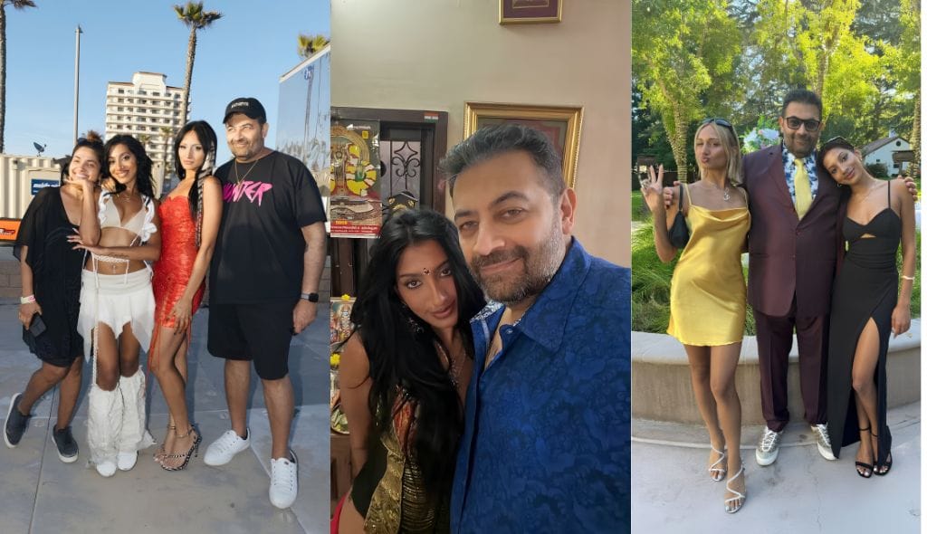 Lara Raj sharing moments with family and friends in a three-photo collage