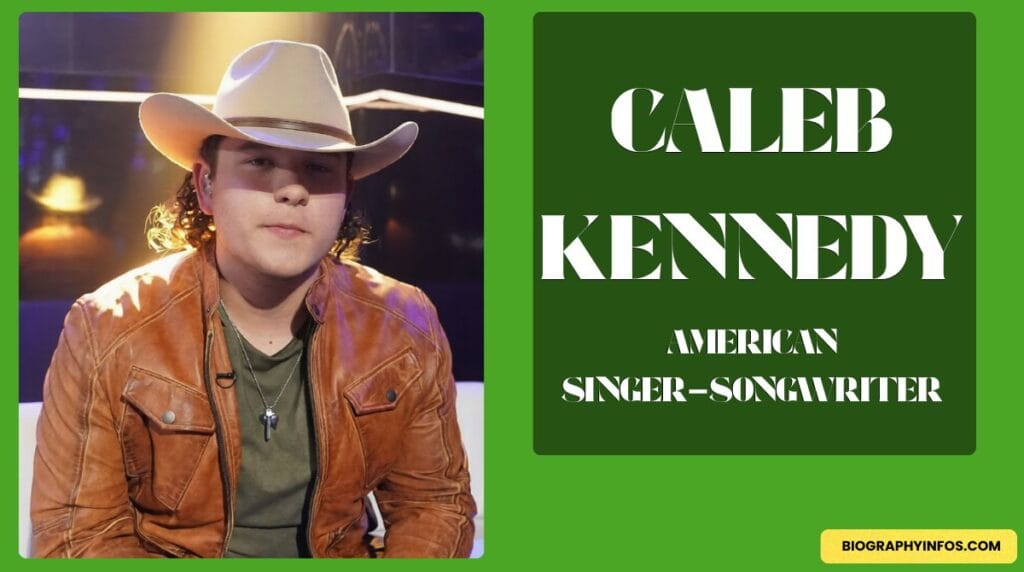 Caleb Kennedy performing on American Idol wearing a cowboy hat and leather jacket